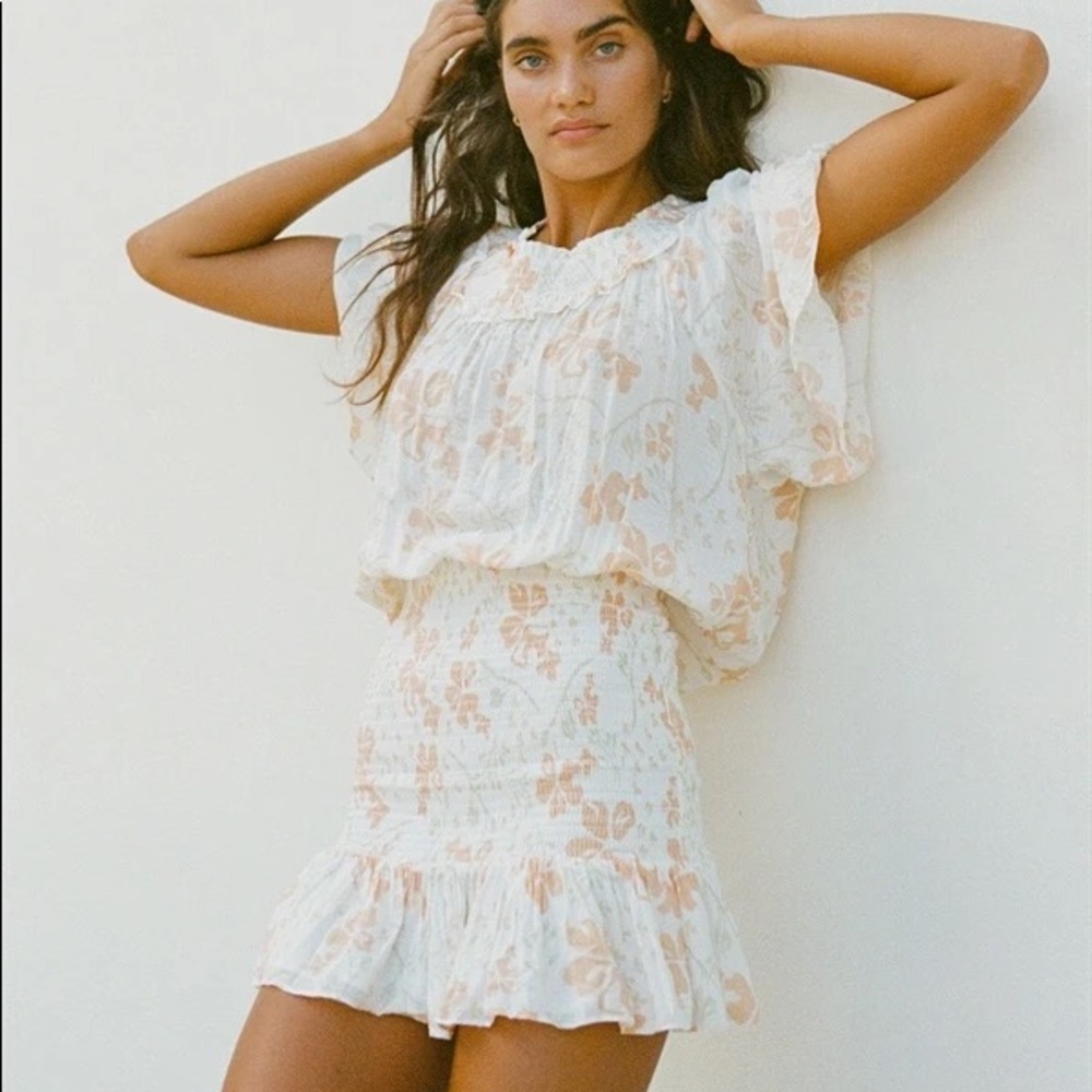 Sabo Skirt White and Orange Floral Dress